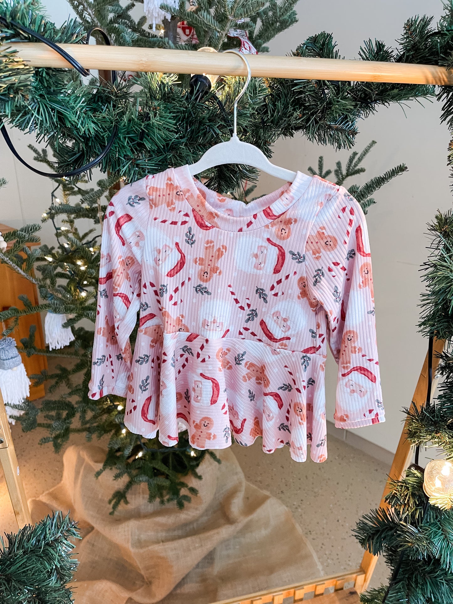 Pink Gingerbread Peplum Top