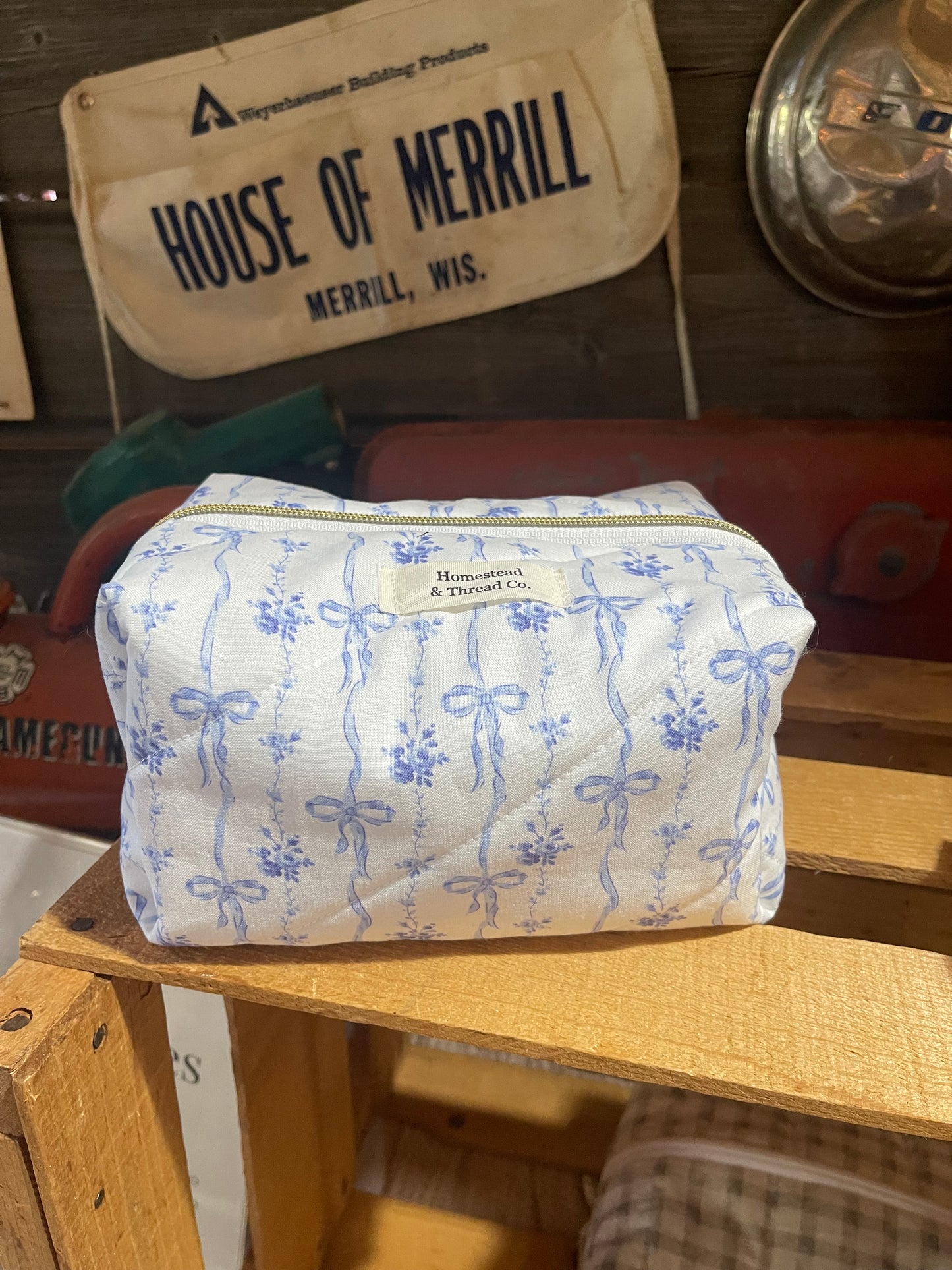 Blue Bow Boxy Bag