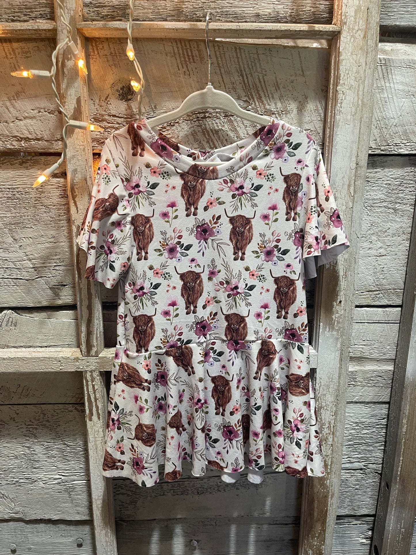 Purple Highland Cow Peplum Top