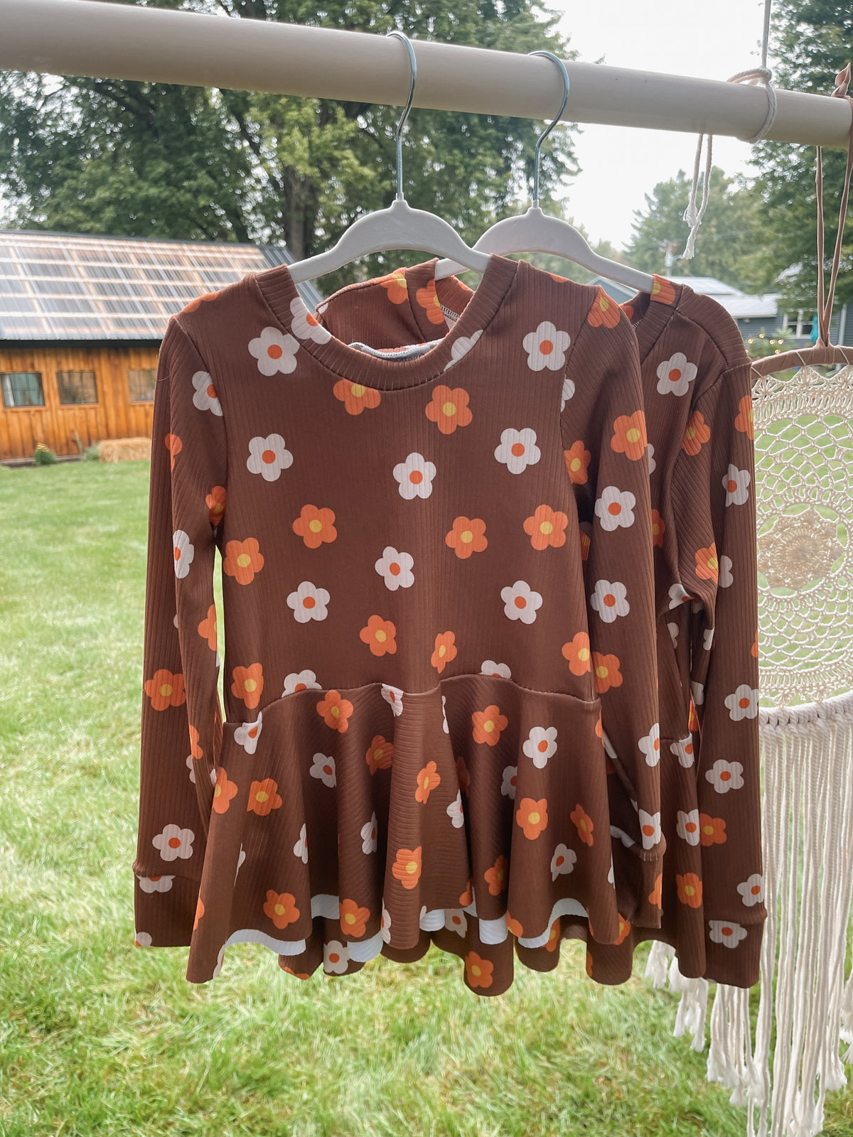 Brown Daisy Peplum