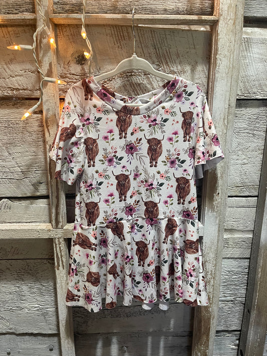 Purple Highland Cow Peplum Top