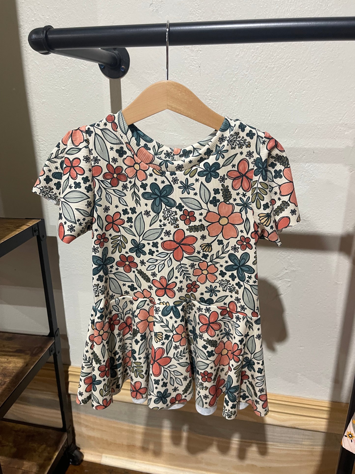 Teal Fall Floral Peplum