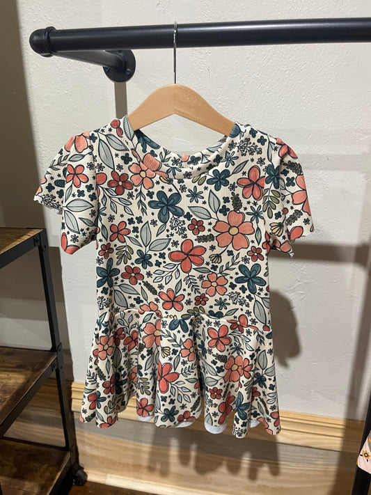 Teal Fall Floral Peplum