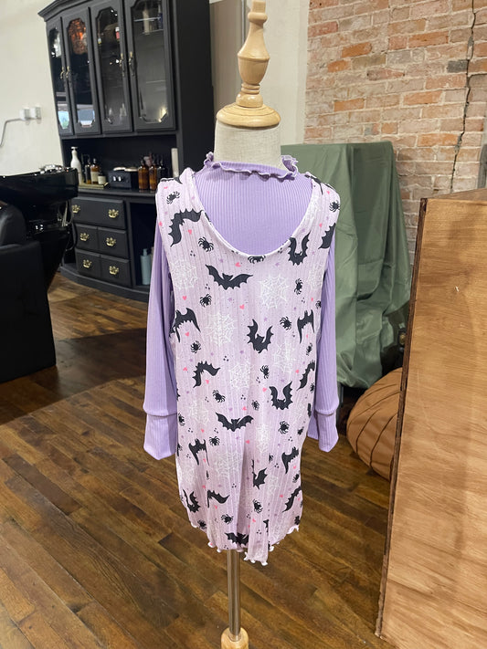Purple Bats Layering Dress with Mock Neck Set
