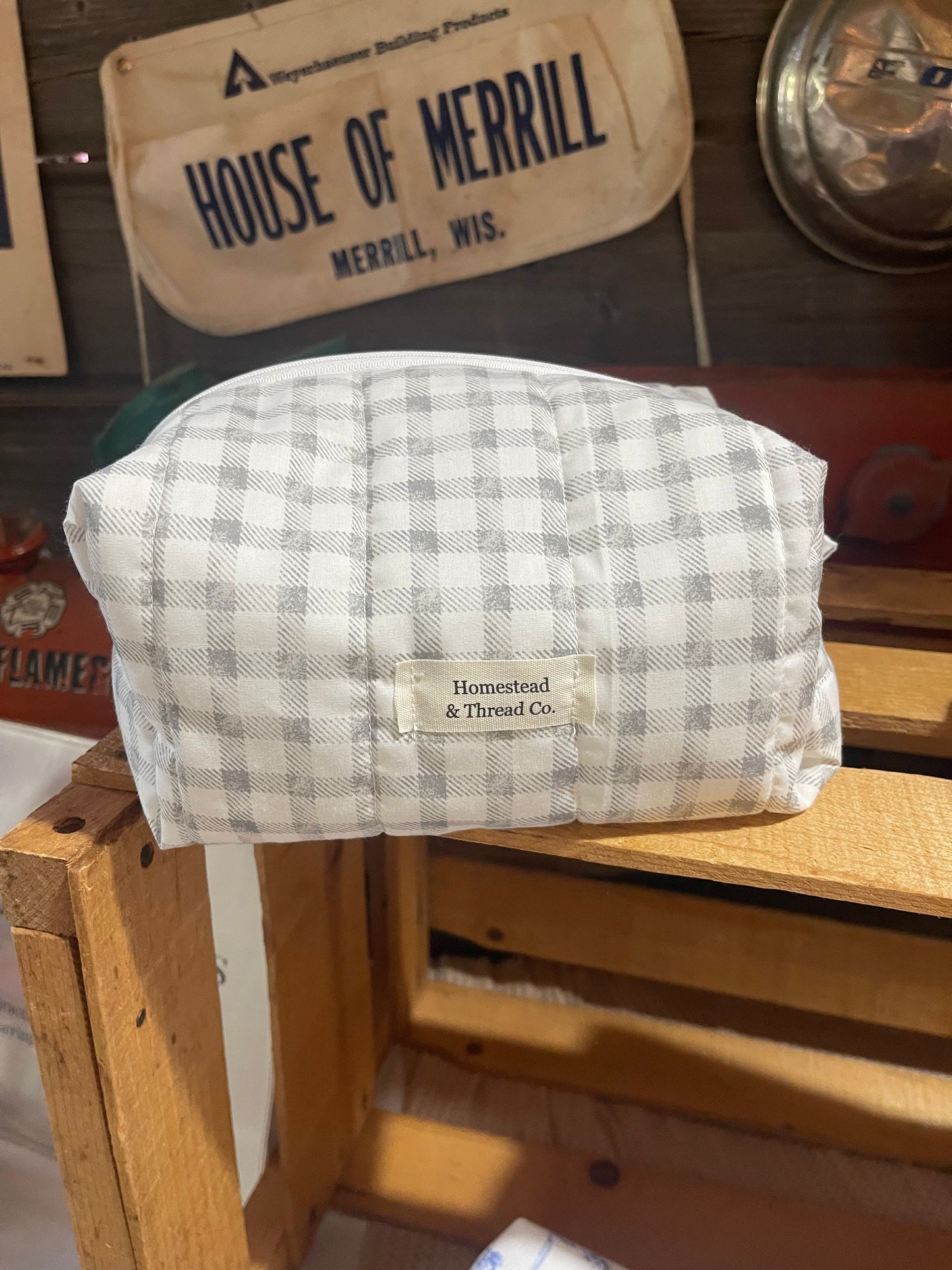 Gray Gingham Boxy Bag