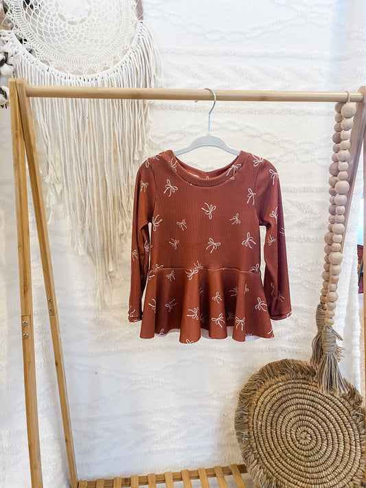 Rust Bow Peplum
