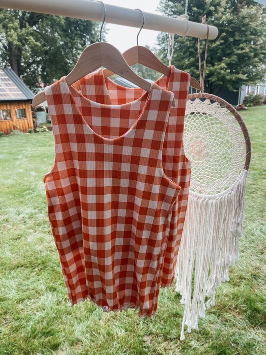 Orange Gingham Luna Dress