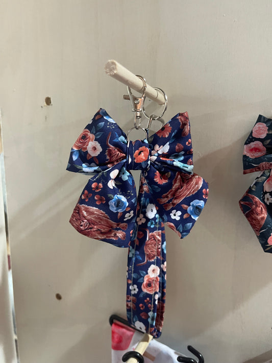 Bag Charm Bow Keychain (Blue Highland)
